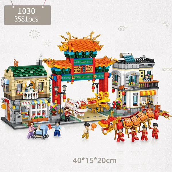 Combo Cổng ChinaTown Múa Lân 3581 Mảnh Nhựa ABS Xếp Hình KaLoz