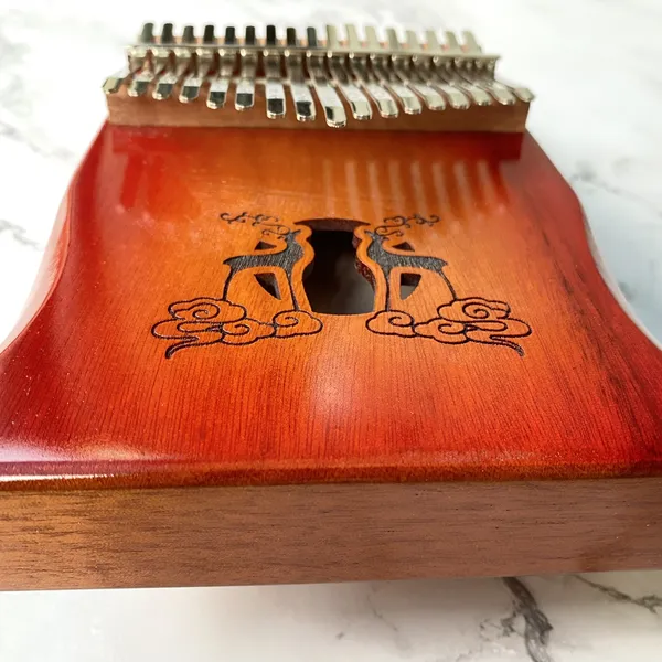 Đàn Kalimba 17 Phím Classic Mahogany Đỏ Hươu Đôi Hluru