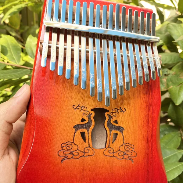 Đàn Kalimba 17 Phím Classic Mahogany Đỏ Hươu Đôi Hluru