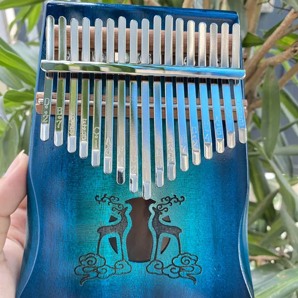 Đàn Kalimba 17 Phím Classic Mahogany Xanh Hươu Đôi Hluru
