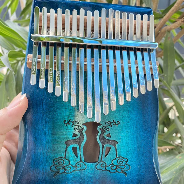 Đàn Kalimba 17 Phím Classic Mahogany Xanh Hươu Đôi Hluru