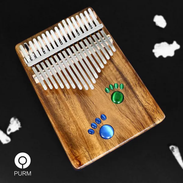Đàn Kalimba 17 Phím Gỗ Keo Acacia (Koa) Âm Đáy Khảm Dấu Chân Purm