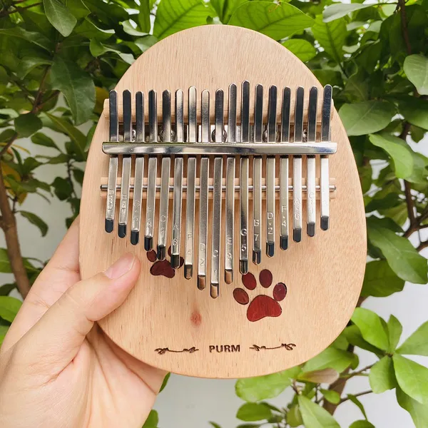 Đàn Kalimba 17 Phím Gỗ Phong/Mahogayny Nguyên Khối Khảm Vết Chân KaLinh