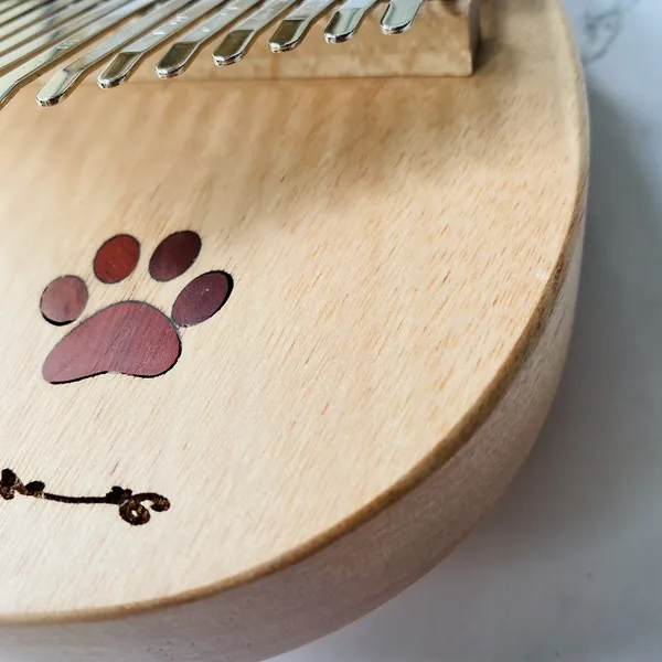 Đàn Kalimba 17 Phím Gỗ Phong/Mahogayny Nguyên Khối Khảm Vết Chân KaLinh
