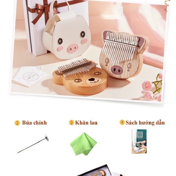 Đàn Kalimba 17 Phím Gỗ Sồi Nguyên Khối Tiểu Linh Byla KaLinh