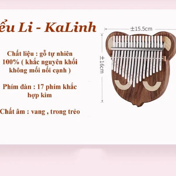 Đàn Kalimba 17 Phím Gỗ Sồi Nguyên Khối Tiểu Linh Byla KaLinh