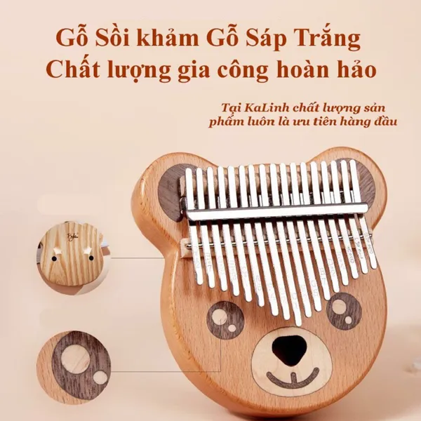 Đàn Kalimba 17 Phím Gỗ Sồi Nguyên Khối Tiểu Linh Byla KaLinh