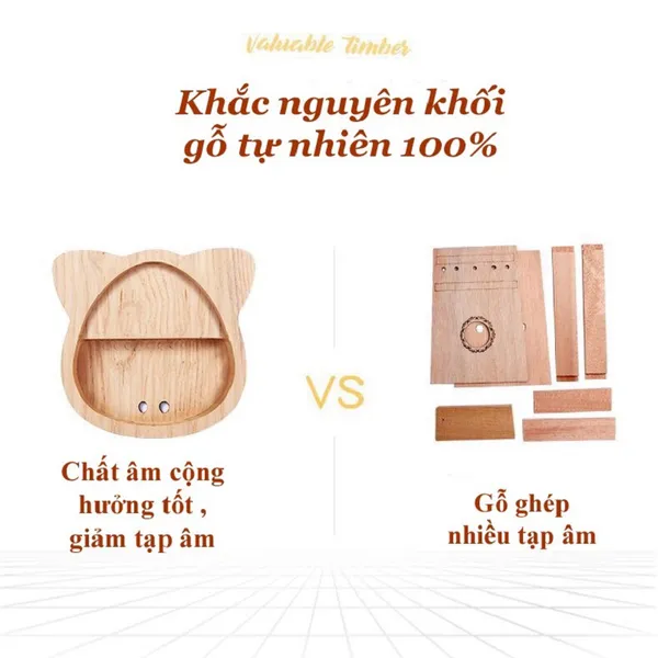 Đàn Kalimba 17 Phím Gỗ Sồi Nguyên Khối Tiểu Linh Byla KaLinh