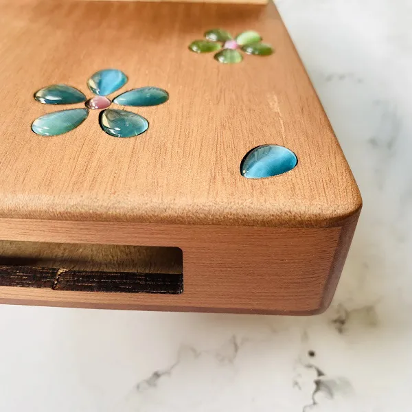 Đàn Kalimba 17 Phím Âm Đáy Khảm Hoa Purm Gỗ Mahogany / Vân Sam