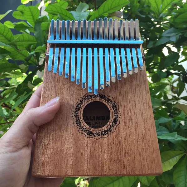 Đàn Kalimba 17 Phím Gỗ Mahogany Cổ Điển Nâu Sáng Hluru KaLinh