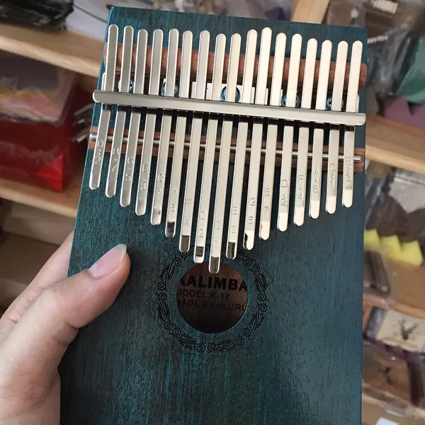 Đàn Kalimba 17 Phím Gỗ Mahogany Cổ Điển Xanh Đậm Hluru KaLinh