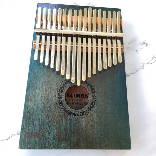 Đàn Kalimba 17 Phím Gỗ Mahogany Cổ Điển Xanh Đậm Hluru KaLinh