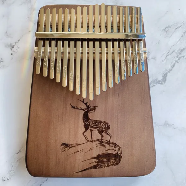 Đàn Kalimba 17 Phím Gỗ Mahogany Nguyên Khối Hươu Nâu KaLinh