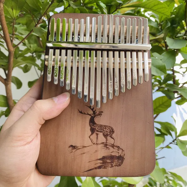 Đàn Kalimba 17 Phím Gỗ Mahogany Nguyên Khối Hươu Nâu KaLinh