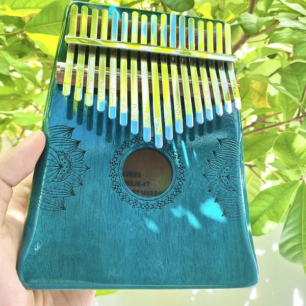 Đàn Kalimba 17 Phím Sen Huashu Màu Classic Gỗ Mahogany Bo Eo 