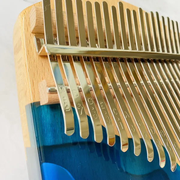 Đàn kalimba 21 phím Gỗ Nguyên Khối Cá Xanh Khảm Bo Góc