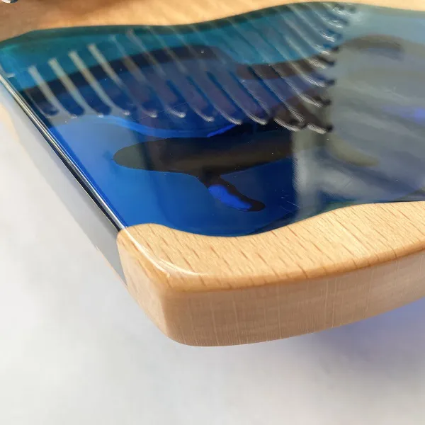Đàn kalimba 21 phím Gỗ Nguyên Khối Cá Xanh Khảm Bo Góc