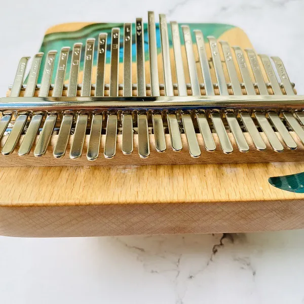 Đàn kalimba 21 phím Gỗ Nguyên Khối Cá Xanh Khảm KaLinh