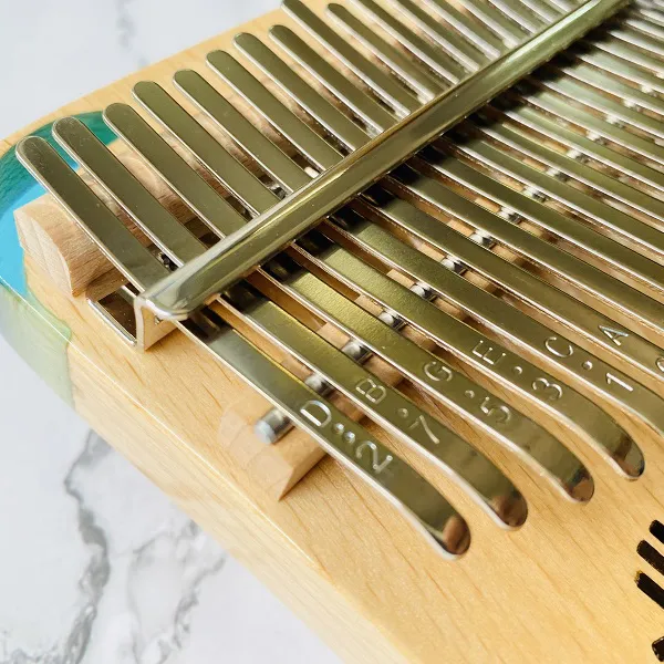 Đàn kalimba 21 phím Gỗ Nguyên Khối Cá Xanh Khảm KaLinh