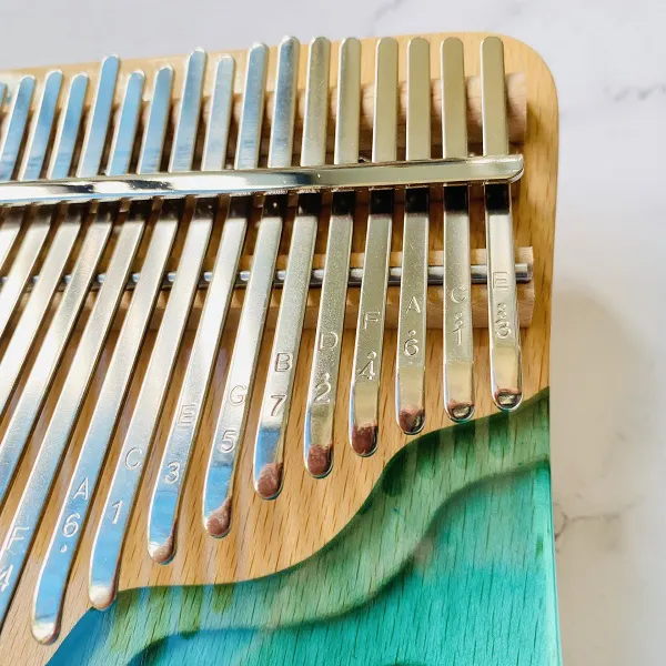 Đàn kalimba 21 phím Gỗ Nguyên Khối Cá Xanh Khảm KaLinh