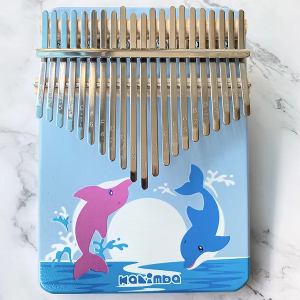 Đàn Kalimba 21 Phím Nguyên Khối Mahogany Cá Voi Xanh KaLinh