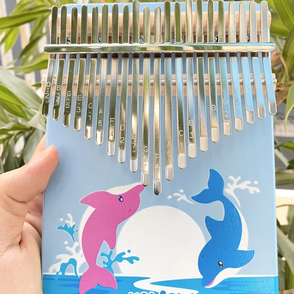Đàn Kalimba 21 Phím Nguyên Khối Mahogany Cá Voi Xanh KaLinh