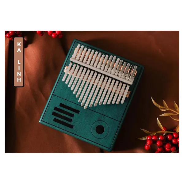 Đàn Kalimba 17 Phím Gỗ Mahogany Xanh Radio KaLinh