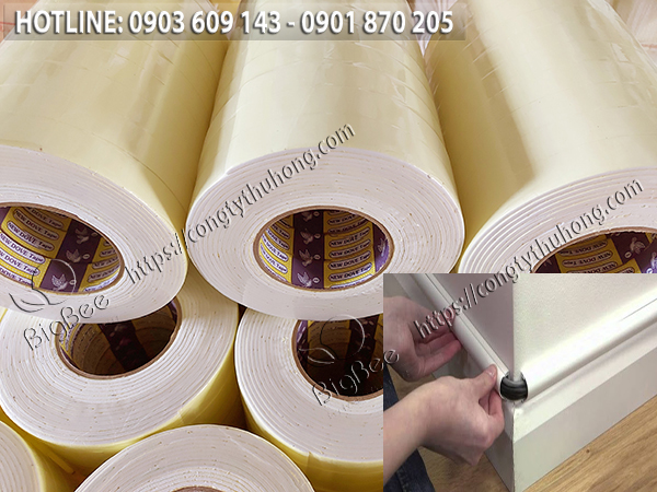 Băng keo xốp 2 mặt màu trắng dán đệm ống nẹp dây điện