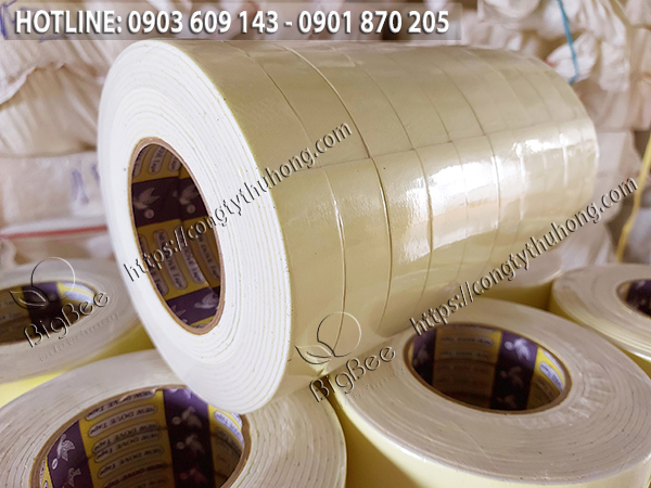 Băng keo xốp 2 mặt màu trắng dán dính