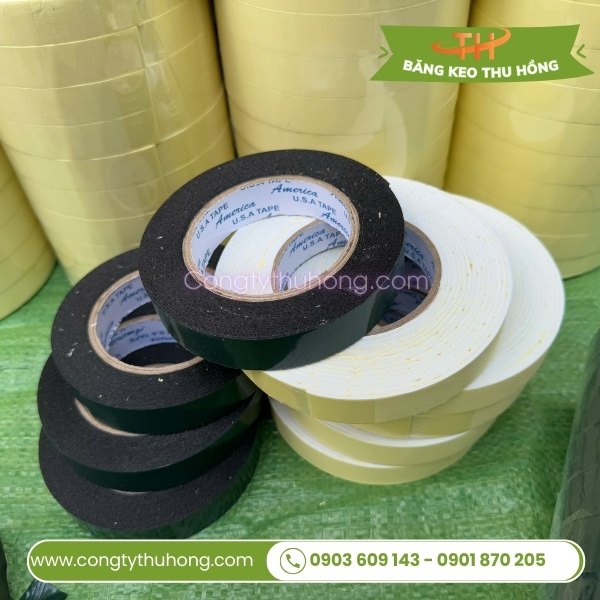 Băng keo mút xốp 2 mặt màu trắng, màu đen Băng keo mút xốp 2 mặt màu trắng, màu đen
