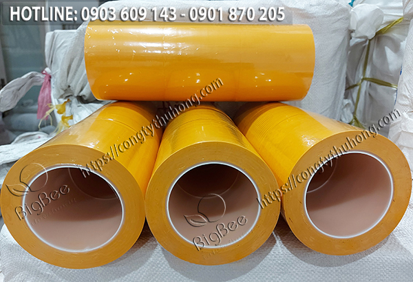 băng keo dán nền màu vàng lõi nhựa 100mm