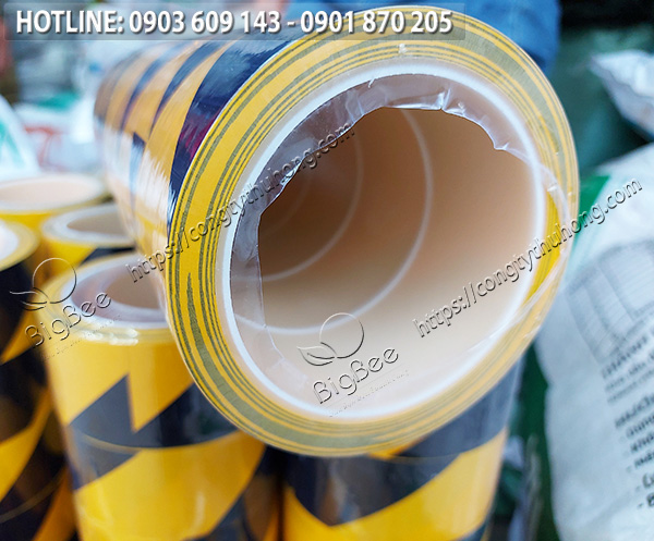 băng keo dán nền nhà xưởng sọc vàng đen 48mm