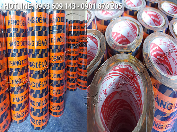 băng keo dán thùng hàng dễ vỡ giá rẻ màu cam đen