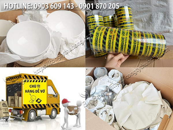ứng dụng băng keo dán thùng hàng dễ vỡ