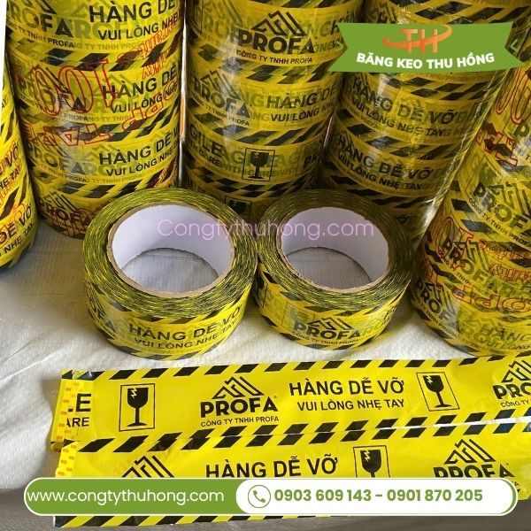 Băng keo dính dán thùng hàng dễ vỡ Băng keo dính dán thùng hàng dễ vỡ