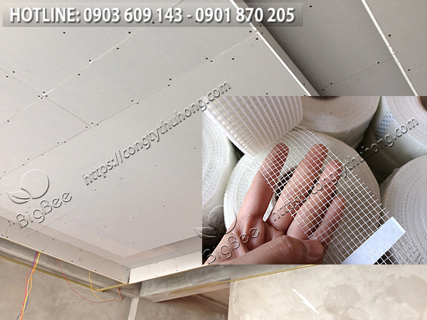 ứng dụng băng keo lưới dán la phong thạch cao