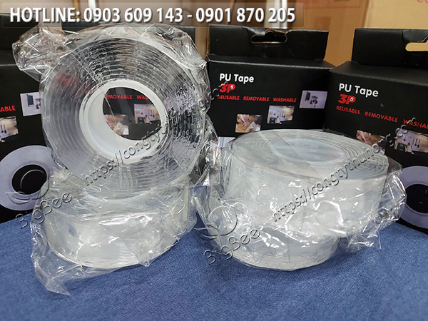 băng keo 2 mặt trong suốt siêu dính pu 3