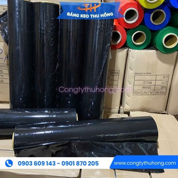 Màng pe màu đen quấn hàng đa dạng quay cách kích thước Màng pe màu đen quấn hàng đa dạng quay cách kích thước