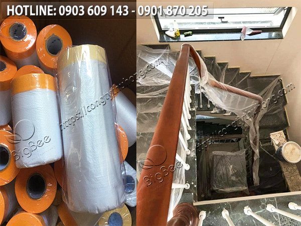 màng băng keo nilon che sơn giá rẻ cho công trình 1