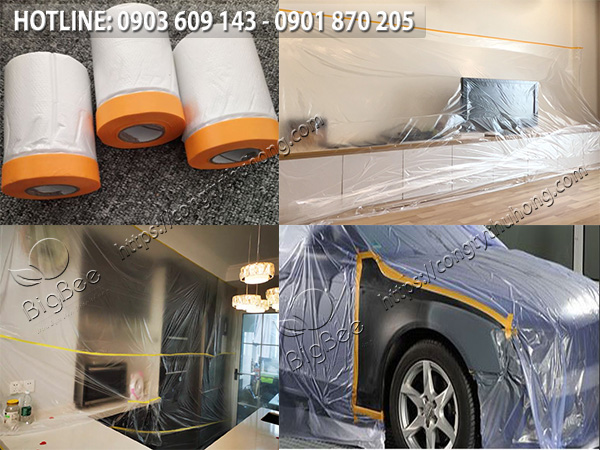 màng băng keo nilon che sơn giá rẻ cho công trình 2