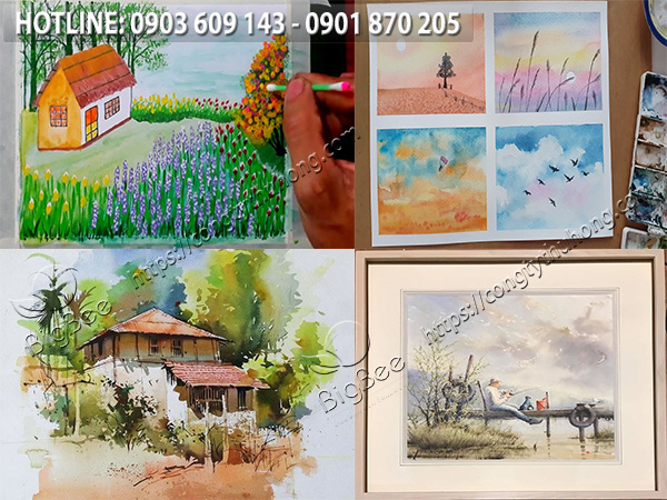 ứng dụng băng keo giấy chống lem màu nước