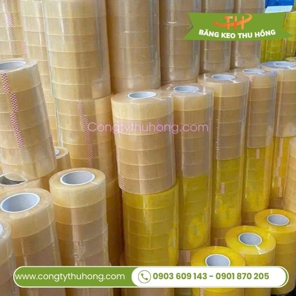 Băng keo dán thùng trong - vàng chanh Băng keo dán thùng trong - vàng chanh