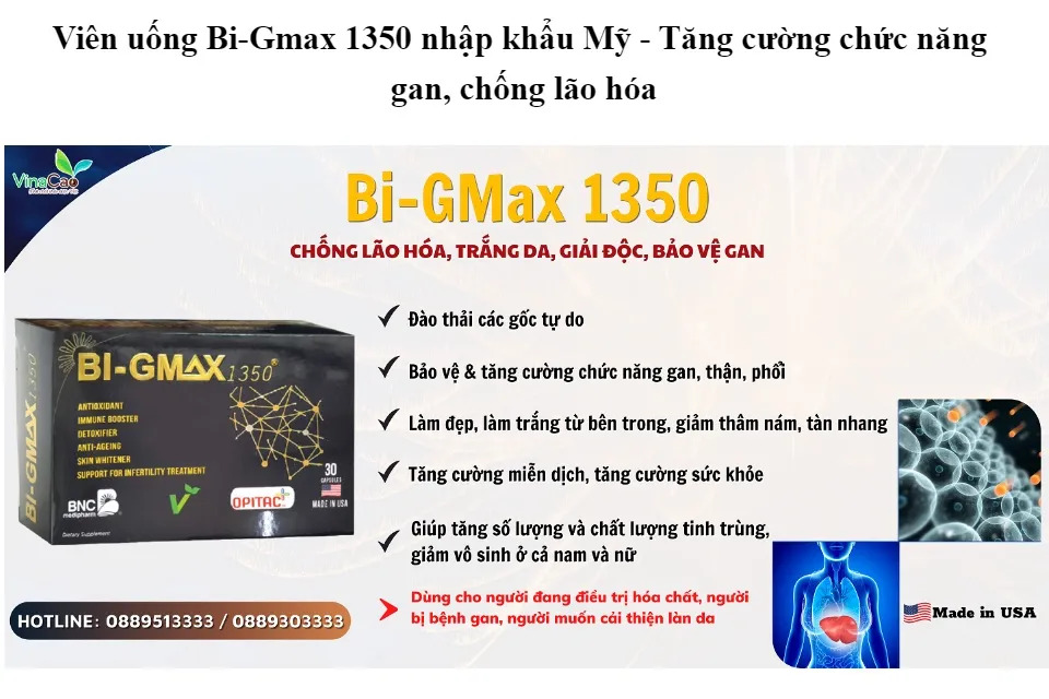 Bi-GMAX 1350 - Khử độc gan, thận, phổi, trắng da, trẻ hoá