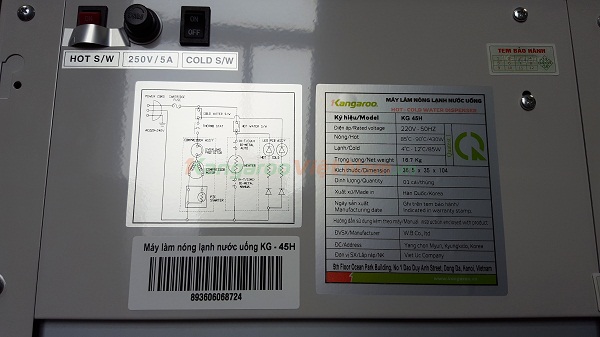 Cây nước nóng lạnh Kangaroo KG45H Cây nước nóng lạnh Kangaroo KG45H