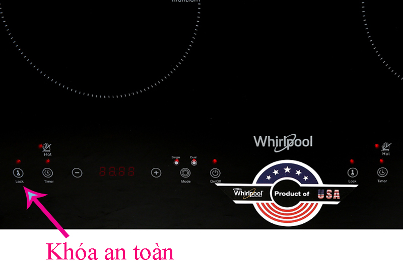 Khóa an toàn - Bếp hồng ngoại đôi Whirlpool ACT752/BLV Khóa an toàn - Bếp hồng ngoại đôi Whirlpool ACT752/BLV