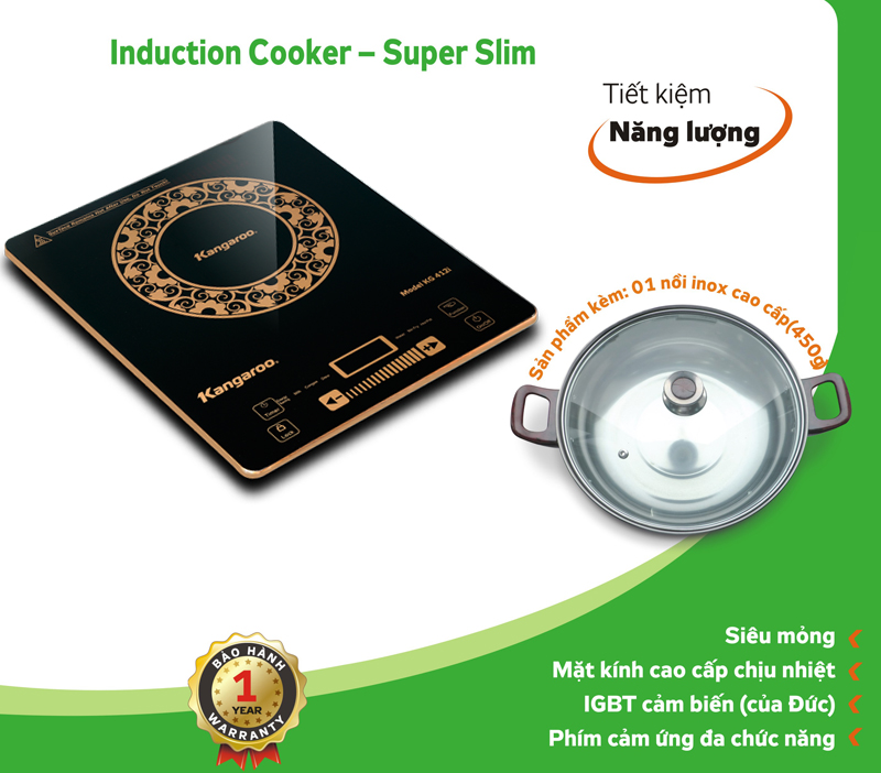 Bếp Từ Siêu Mỏng Kangaroo - KG412i (Tặng Kèm Nồi) Bếp Từ Siêu Mỏng Kangaroo - KG412i (Tặng Kèm Nồi)