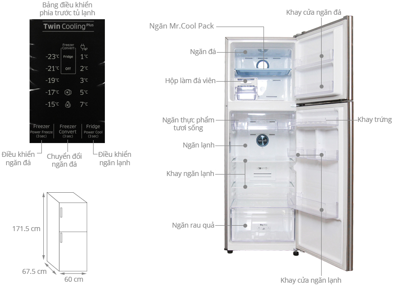 Thông số kỹ thuật Tủ lạnh Samsung Inverter 320 lít RT32K5532S8/SV