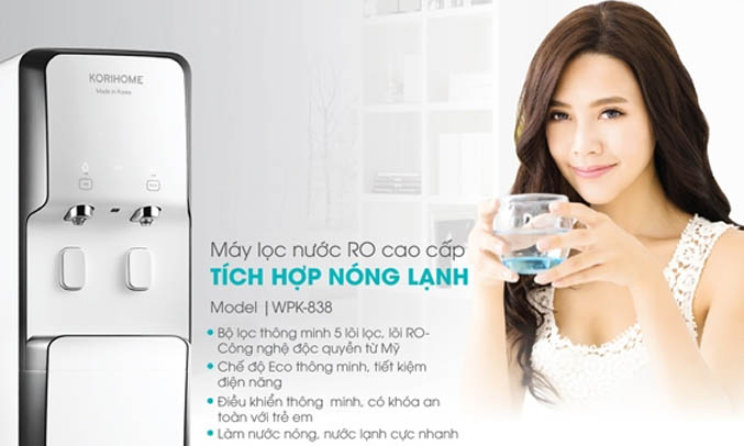 Máy lọc nước Korihome WPK-838 2 vòi nóng lạnh
