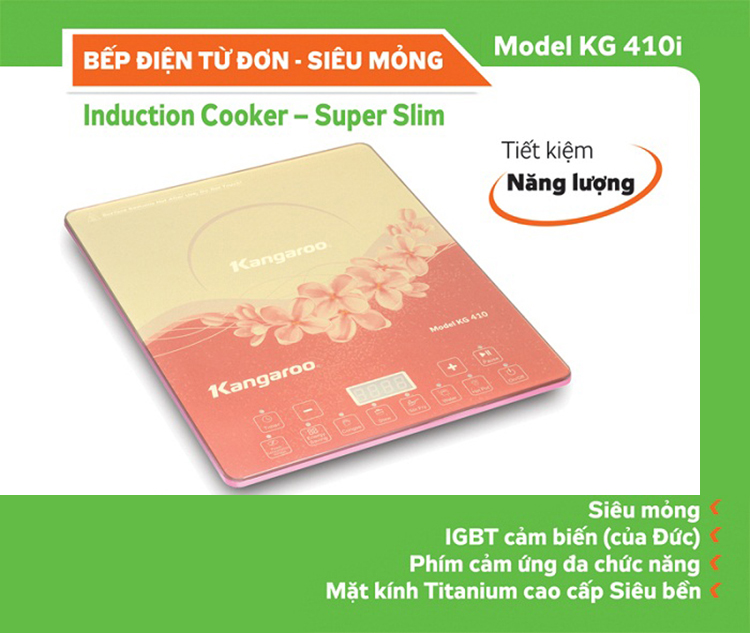Bếp Điện Từ Đơn Siêu Mỏng Kangaroo KG410I (2100W) - Hồng Bếp Điện Từ Đơn Siêu Mỏng Kangaroo KG410I (2100W) - Hồng