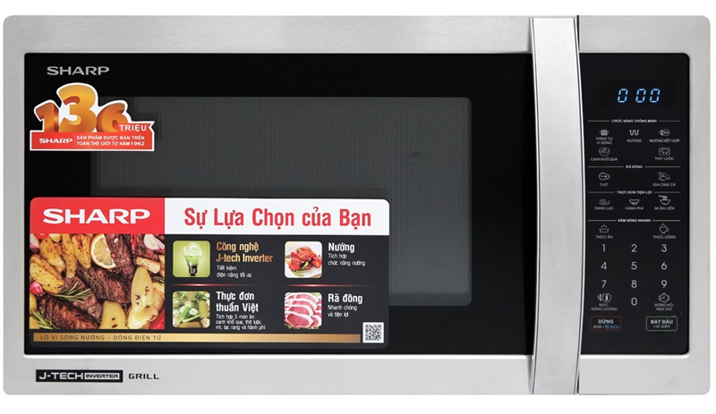 Có màu bạc thanh lịch, thiết kế đơn giản - Lò vi sóng Sharp R-G52XVN-ST 25 lít Có màu bạc thanh lịch, thiết kế đơn giản - Lò vi sóng Sharp R-G52XVN-ST 25 lít